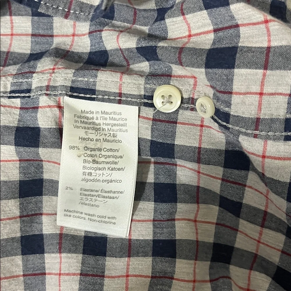 J. Crew Stretch Secret Wash Organic Cotton Poplin Plaid Shirt Sz Large